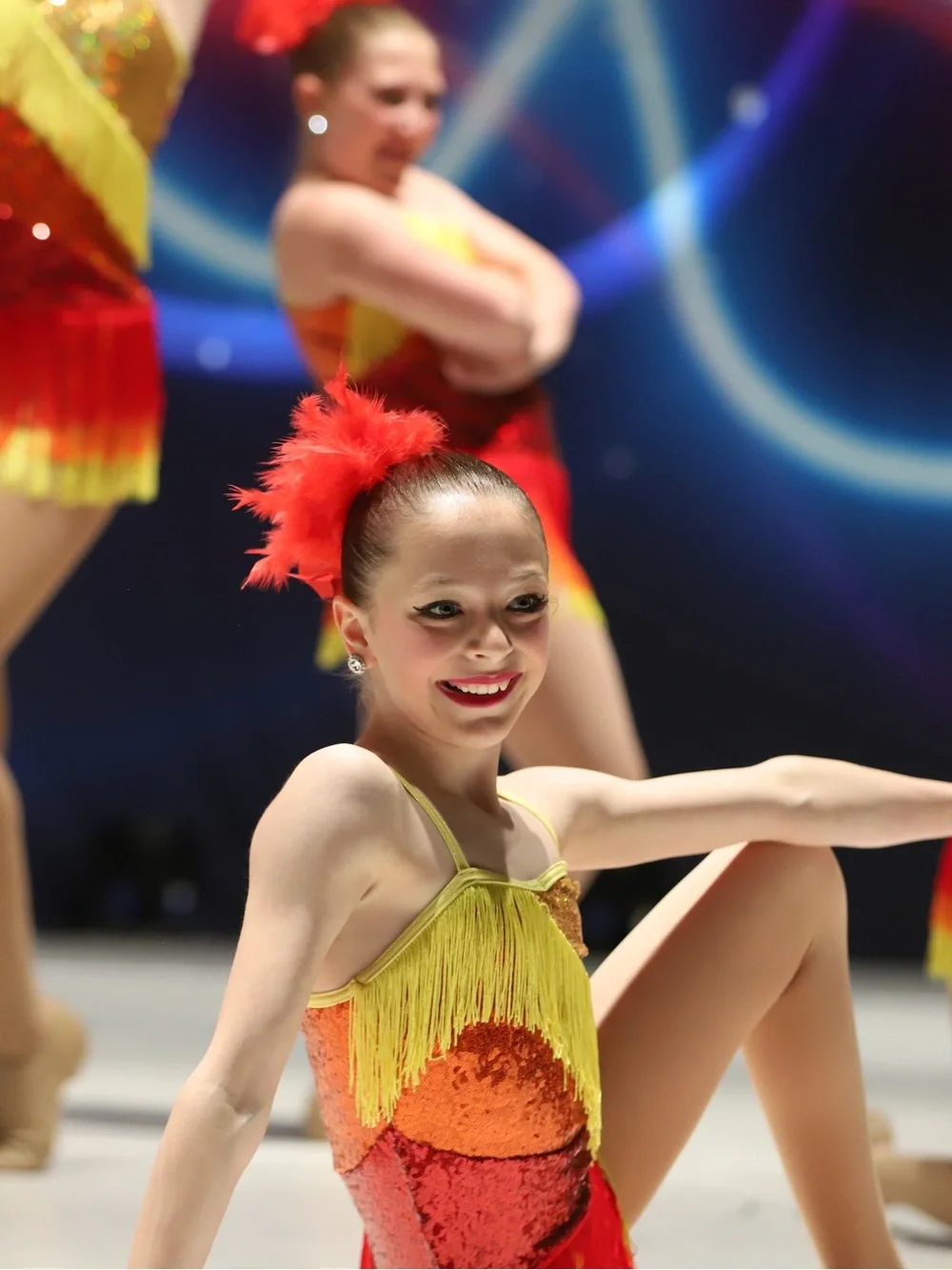 A Wish Come True brand Dance Costume “Burnitup” - Red, Orange, and Yellow